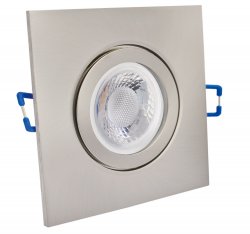 IP44 LED Einbaustrahler flach 230V silber gebrstet eckig 5W dimmbar