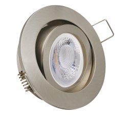 LED Einbaustrahler Set 230V GU10 5W Silber Gebrstet rund Klickverschluss