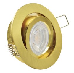 LED Einbaustrahler Set 230V GU10 5W Gold Messing rund Klickverschluss