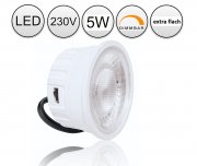 IP44 LED Einbaustrahler dimmbar flach chrom rund 230V 5W Modul