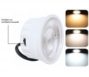 LED Aufbaustrahler Set Alu gebrstet rund 230V 5W dimmbar CCT Aufputz