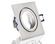 IP44 LED Einbaustrahler frs Bad 230V GU10 5W Silber Gebrstet eckig